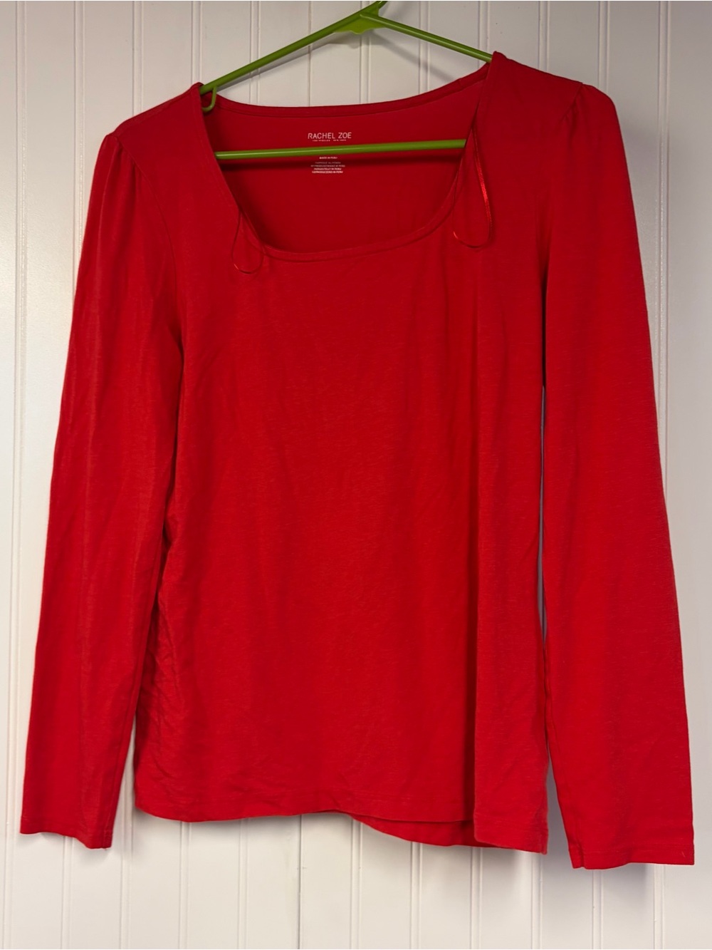 Rachel Zoe Red Long-Sleeve Scoop Neck Top Medium